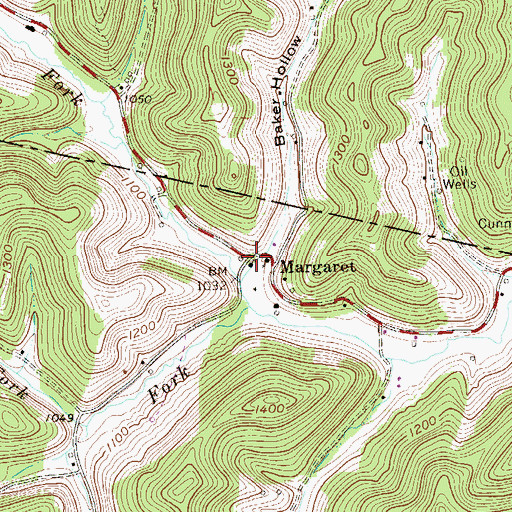 Topographic Map of Margaret, WV