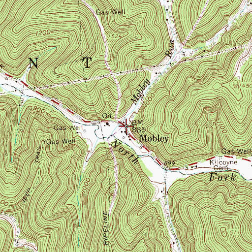 Topographic Map of Mobley, WV