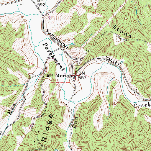 Topographic Map of Mount Moriah, WV