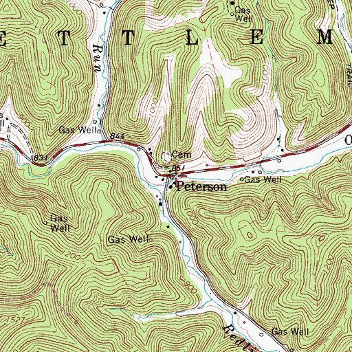 Topographic Map of Peterson, WV