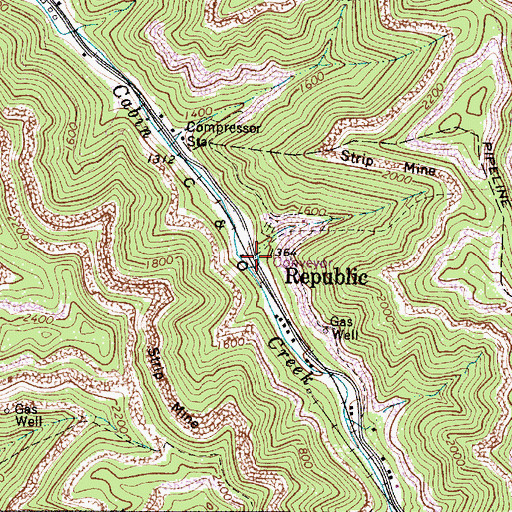 Topographic Map of Republic, WV