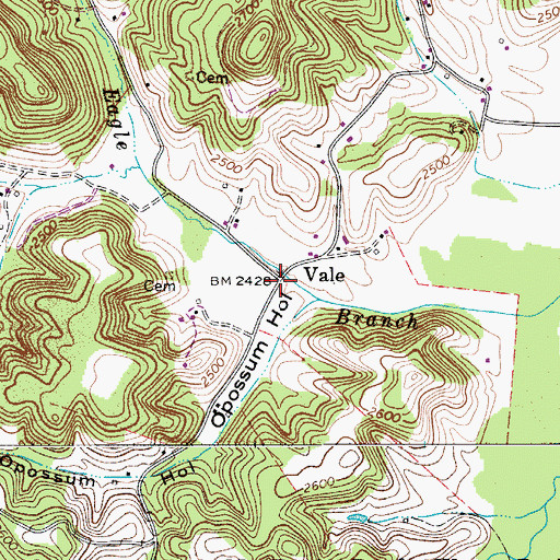 Topographic Map of Vale, WV