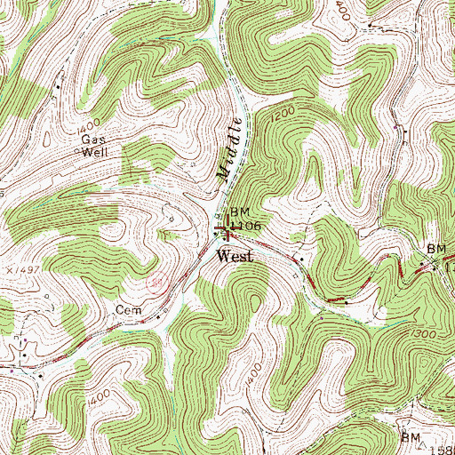 Topographic Map of West, WV