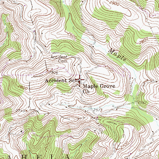 Topographic Map of Accident School (historical), WV