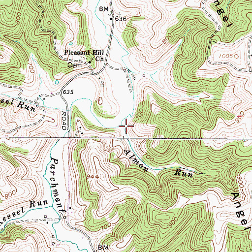 Topographic Map of Almon Run, WV