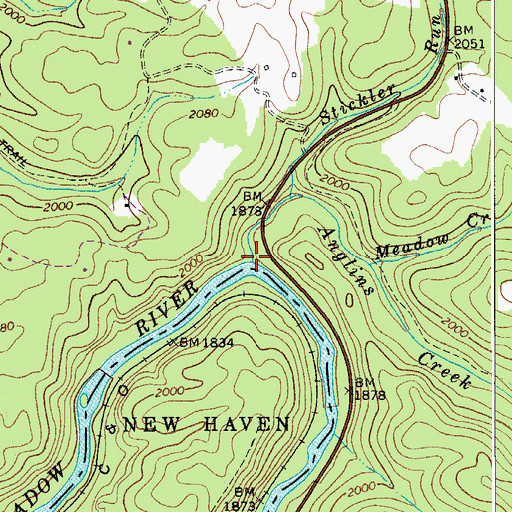 Topographic Map of Anglins Creek, WV