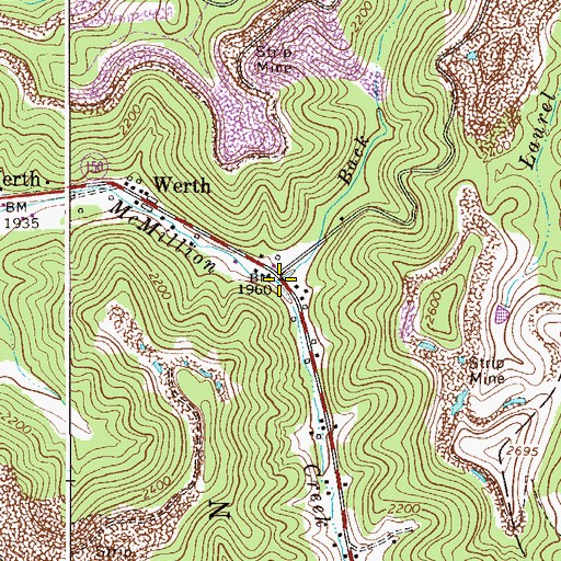 Topographic Map of Back Fork, WV
