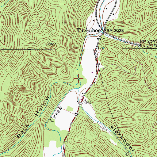 Topographic Map of Back Hollow, WV