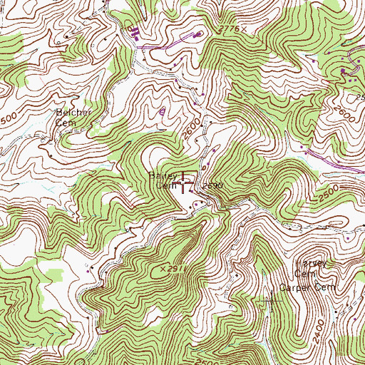 Topographic Map of Bailey Cemetery, WV