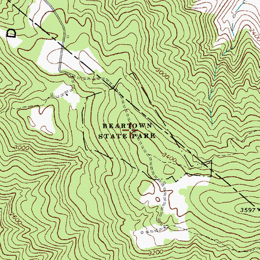 Topographic Map of Beartown State Park, WV