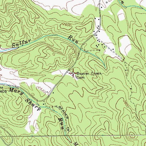 Topographic Map of Beaver Creek Cemetery, WV