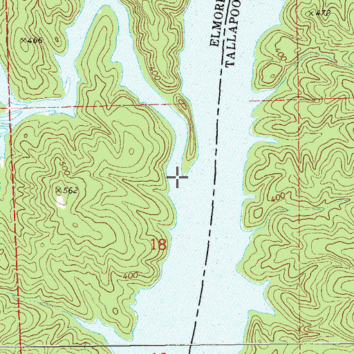 Topographic Map of Channahatchee Creek, AL