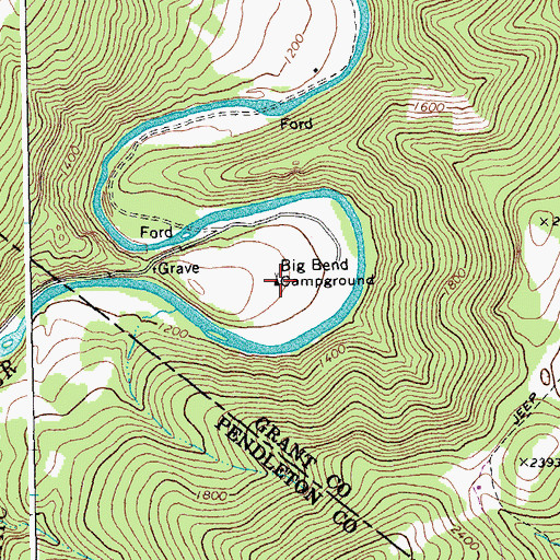 Topographic Map of Big Bend Campground, WV