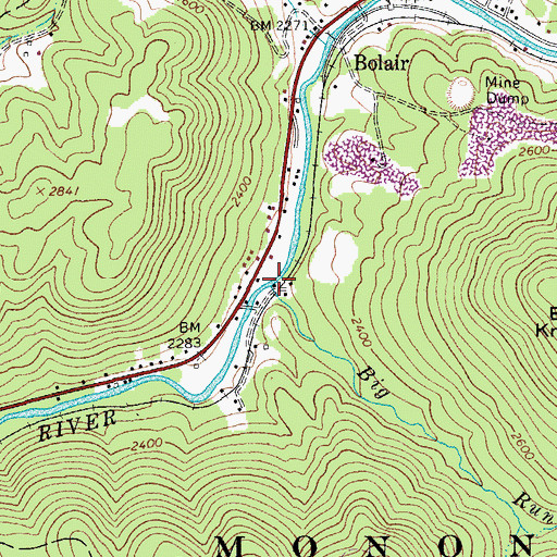 Topographic Map of Big Run, WV