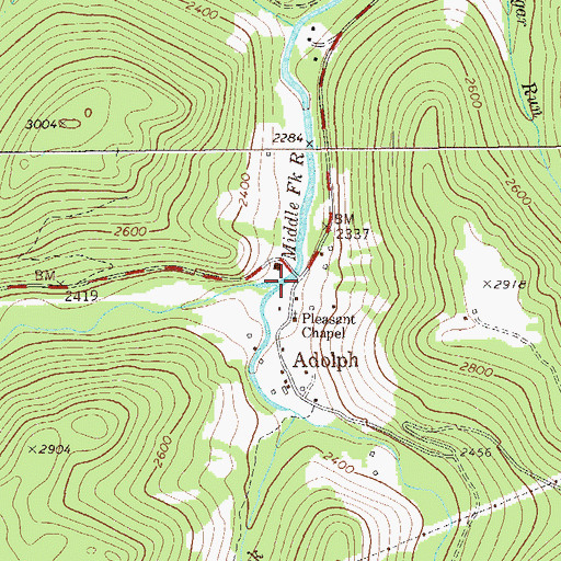 Topographic Map of Birch Fork, WV