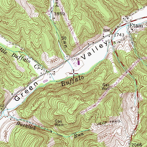 Topographic Map of Birchroot Run, WV