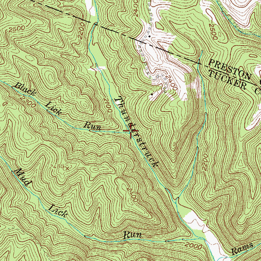 Topographic Map of Black Lick Run, WV