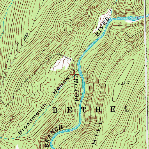 Topographic Map of Broadmouth Hollow, WV