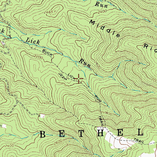 Topographic Map of Buck Lick Run Trail, WV