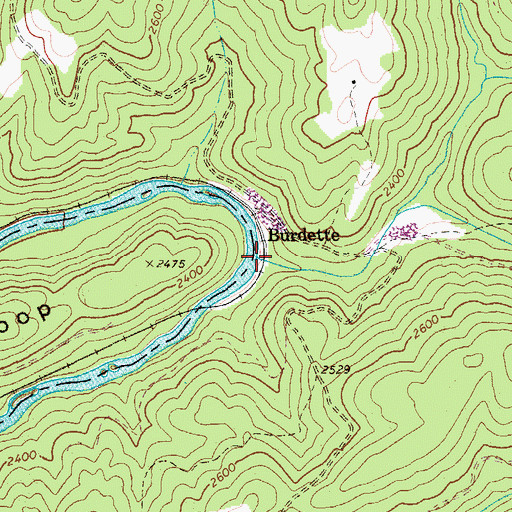 Topographic Map of Burdette Creek, WV