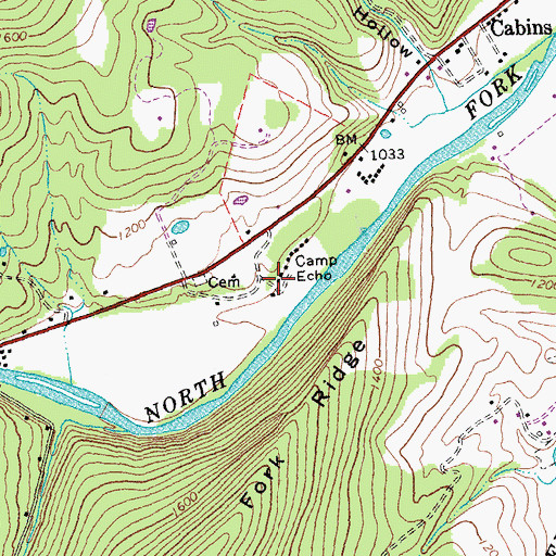 Topographic Map of Camp Echo, WV