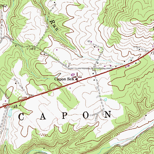 Topographic Map of Capon School (historical), WV
