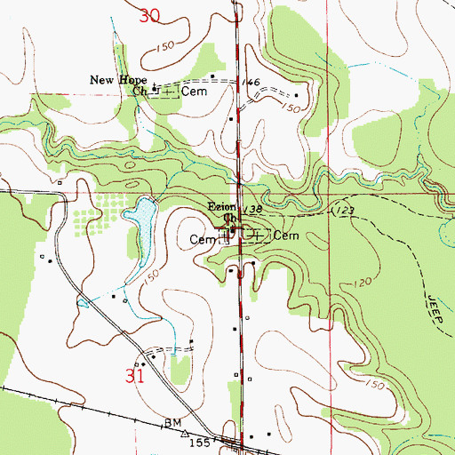 Topographic Map of Azion Baptist Church, AL