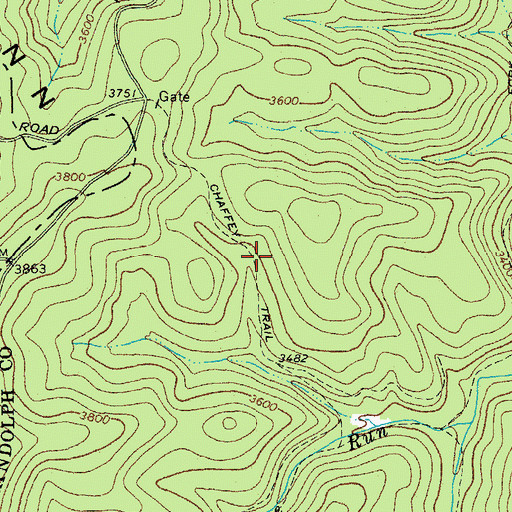 Topographic Map of Chaffey Trail, WV