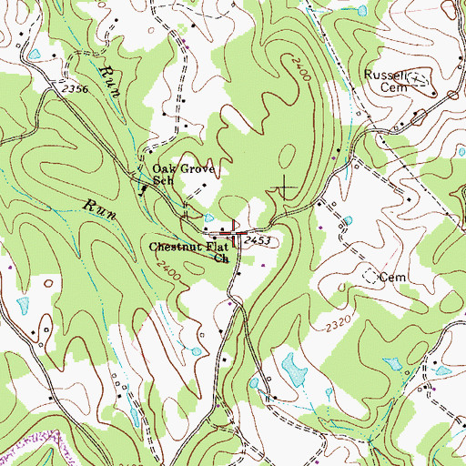 Topographic Map of Chestnut Flat Church, WV