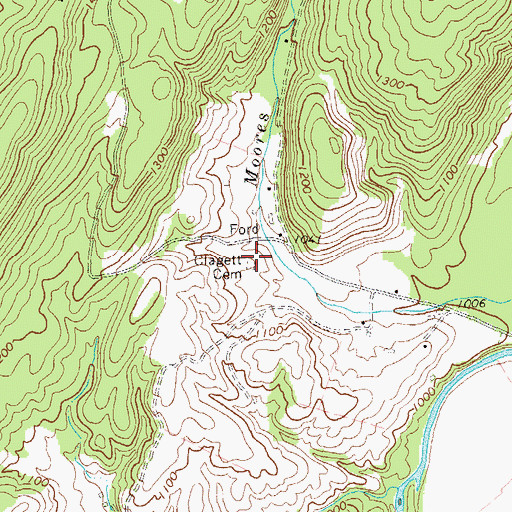 Topographic Map of Clagett Cemetery, WV