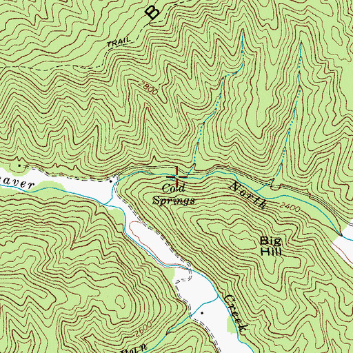Topographic Map of Cold Springs, WV