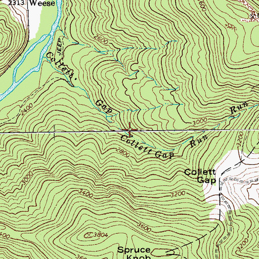 Topographic Map of Collett Gap Run, WV