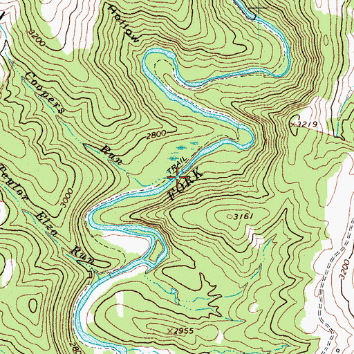 Topographic Map of Coopers Run, WV