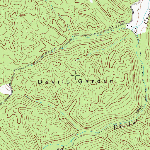 Topographic Map of Devils Garden, WV