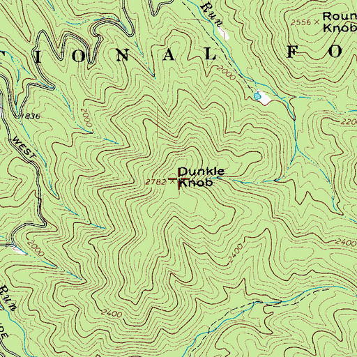 Topographic Map of Dunkle Knob, WV