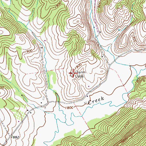 Topographic Map of Dunn Cemetery, WV