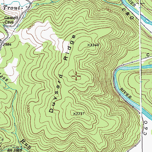Topographic Map of Duysard Ridge, WV