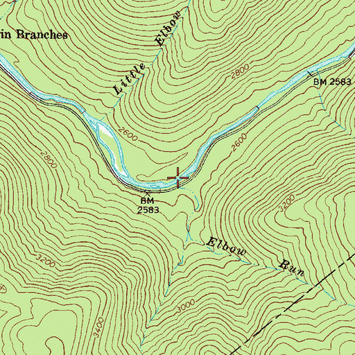 Topographic Map of Elbow Run, WV