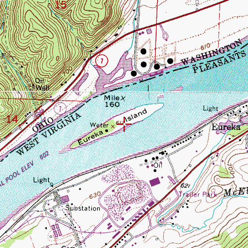 Topographic Map of Eureka Island, WV