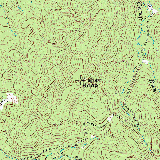 Topographic Map of Fisher Knob, WV
