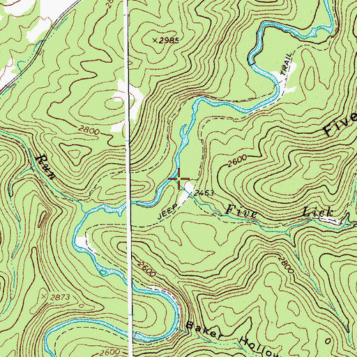 Topographic Map of Five Lick Creek, WV