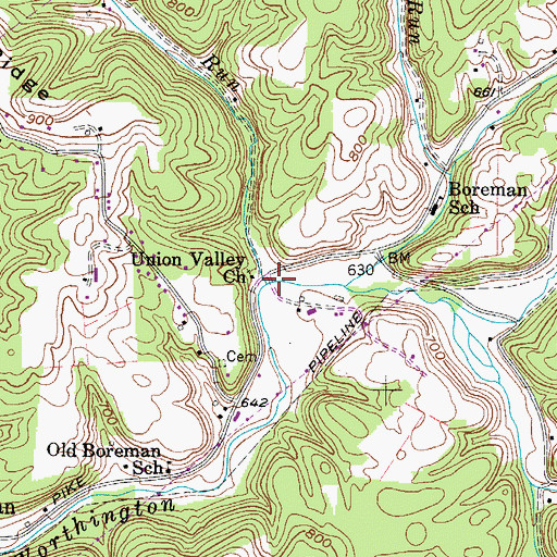 Topographic Map of Fivemile Run, WV