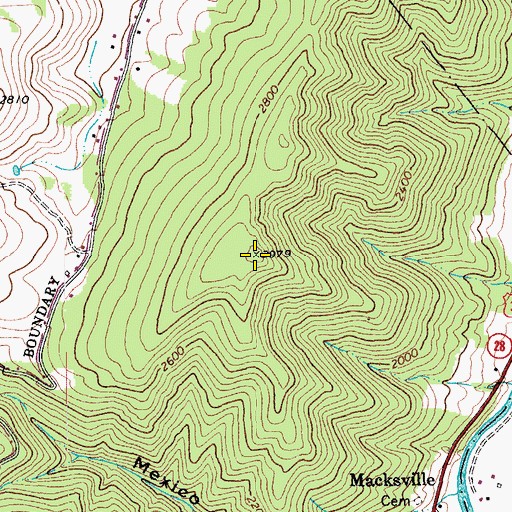 Topographic Map of Fore Knobs, WV