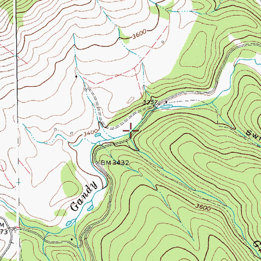 Topographic Map of Grants Branch, WV