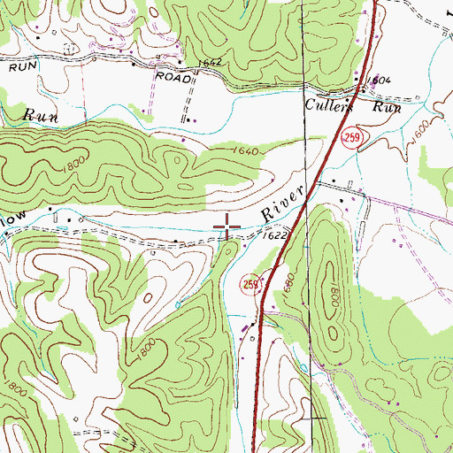 Topographic Map of Halterman Hollow, WV