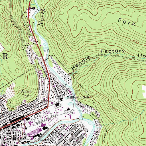 Topographic Map of Handle Factory Hollow, WV
