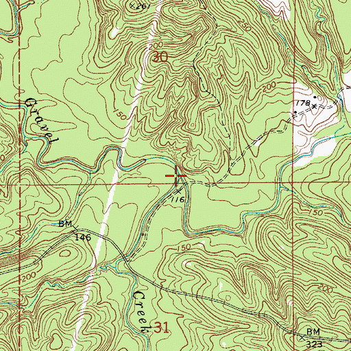 Topographic Map of Little Gravel Creek, AL