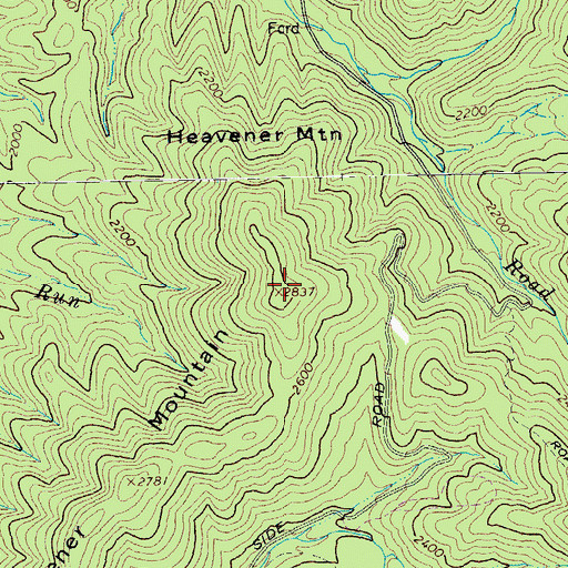 Topographic Map of Heavener Mountain, WV