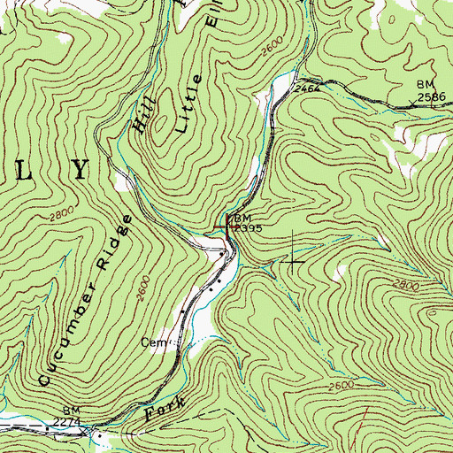 Topographic Map of Hill Run, WV