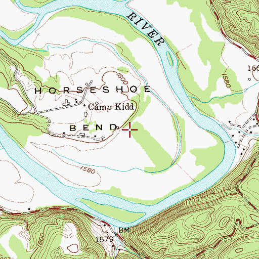 Topographic Map of Horseshoe Bend, WV
